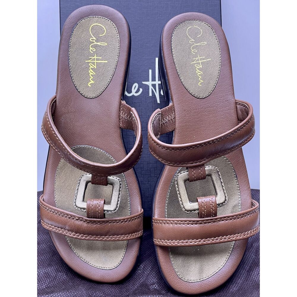 ColeHaan x NikeAir Brown Leather Tasha Slide Sandals Women's Size 7.5